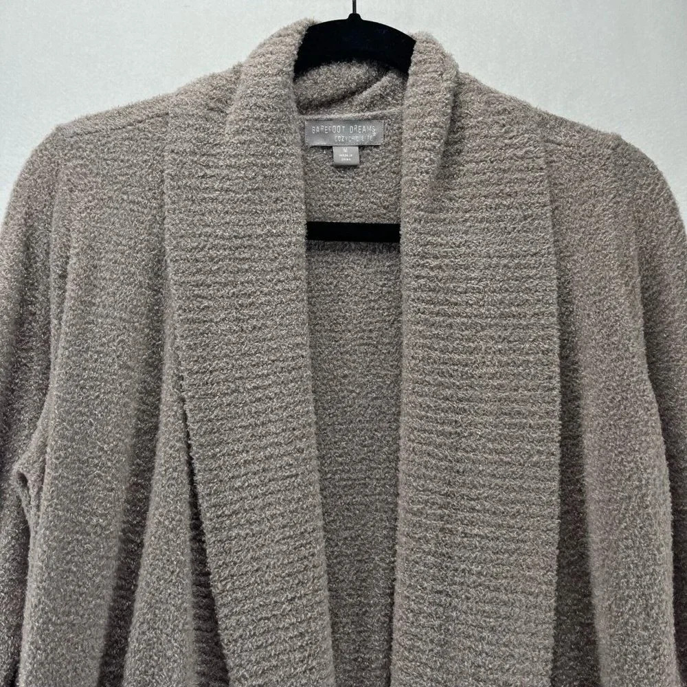 Barefoot Dreams Cardigan Womens M Cozychic Lite Open Front Long Sleeve Beige - Picture 2 of 10